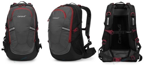 STYLOWY PLECAK CAMPUS HORTON 45l | LEKKI WYGODNY | SZARO-CZERWONY STYLOWY PLECAK CAMPUS HORTON 45l | LEKKI WYGODNY | SZARO-CZERWONY