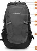 STYLOWY PLECAK CAMPUS HORTON 45l | LEKKI WYGODNY | SZARO-CZERWONY