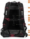 STYLOWY PLECAK CAMPUS HORTON 45l | LEKKI WYGODNY | SZARO-CZERWONY