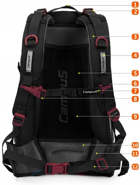 STYLOWY PLECAK CAMPUS HORTON 45l | LEKKI WYGODNY | SZARO-CZERWONY STYLOWY PLECAK CAMPUS HORTON 45l | LEKKI WYGODNY | SZARO-CZERWONY