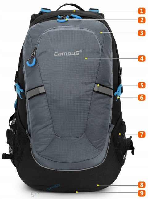 WYGODNY PLECAK SPORTOWY CAMPUS HORTON 30L | WENTYLOWANY | SZARY