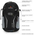 BERGSON ARENDAL 25L | LEKKI PLECAK SPORTOWY | WENTYLOWANY | CZARNY