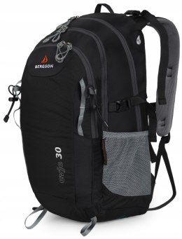 BERGSON EVJE 30L | STYLOWY LEKKI PLECAK Z PRZEWIEWNYM PANELEM | CZARNY