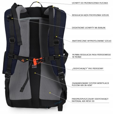 PLECAK SPORTOWY BERGSON EVJE 30L | LEKKI FUNKCJONALNY | GRANATOWY