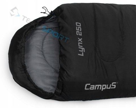 CAMPUS LYNX 250 CIEPŁY ŚPIWOR MUMIA do -5st | ZAMEK PRAWY | CZARNY CAMPUS LYNX 250 CIEPŁY ŚPIWOR MUMIA do -5st | ZAMEK PRAWY | CZARNY
