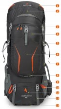 PLECAK TURYSTYCZNY TREKKINGOWY BERGSON MATTERHORN 60-70L DUŻY | CZARNY