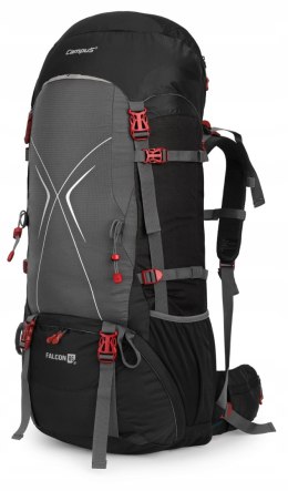 CAMPUS FALCON 65L+10 | POJEMNY WENTYLOWANY PLECAK GÓRSKI | CZARNY + SZARY
