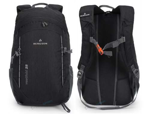 PLECAK BERGSON VESTFOLD 25L | LEKKI WYGODNY WENTYLOWANY | CZARNY