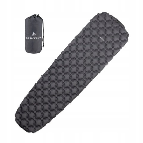 BERGSON AIRLITE I LEKKI WYGODNY DMUCHANY MATERAC CAMPINGOWY | SZARY