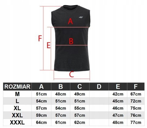 4F MĘSKA KOSZULKA BEZRĘKAWNIK BAWEŁNA / rozm XXXXXL 5XL