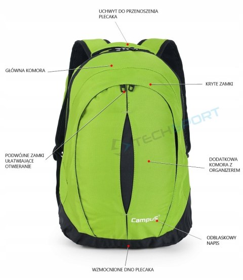 LEKKI PLECAK TURYSTYCZNY CAMPUS KOOL 20 | WENTYLOWANY | CZARNY