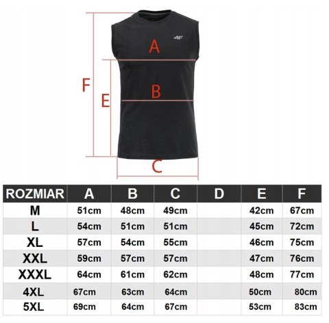 4F MĘSKA KOSZULKA BEZRĘKAWNIK BAWEŁNA / rozm XXXXL 4XL