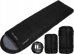 ŚPIWÓR CAMPUS COUGAR 350 KOŁDROWY CIEPŁY -9°C 2w1 | ZAMEK PRAWY | CZARNY