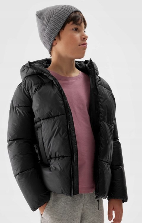 4F CHŁOPIĘCA ZIMOWA GRUBA KURTKA PUCHOWA PIKOWANA Z KAPTUREM / rozm 146