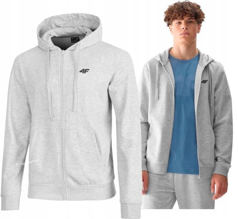 4F MĘSKA BLUZA Z KAPTUREM BAWEŁNA ROZPINANA / rozm M