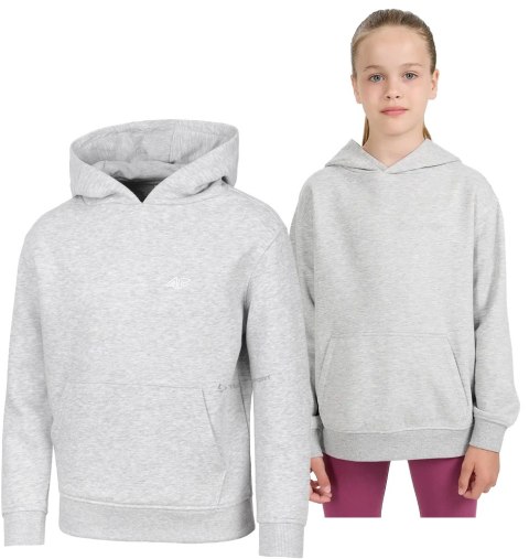 4F OCIEPLANA DZIEWCZĘCA JUNIORSKA BLUZA KANGURKA Z KAPTUREM / rozm 140