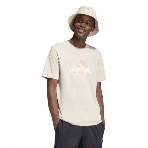 ADIDAS WYGODNA KOSZULKA MĘSKA T-SHIRT 100% BAWEŁNA BEŻOWA / roz. XXL