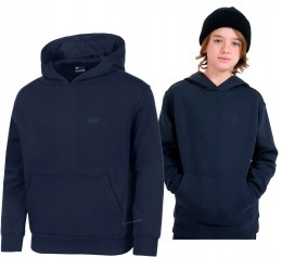 4F OCIEPLANA CHŁOPIĘCA JUNIORSKA BLUZA KANGURKA Z KAPTUREM / rozm 134