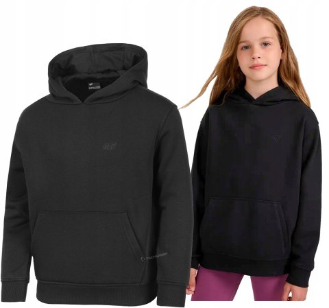 4F OCIEPLANA DZIEWCZĘCA JUNIORSKA BLUZA KANGURKA Z KAPTUREM / rozm 158