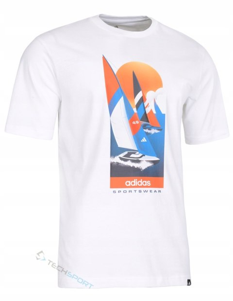 ADIDAS KOSZULKA MĘSKA T-SHIRT 100% BAWEŁNA Z GRAFIKĄ WAKACYJNA / roz. L