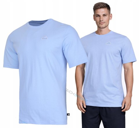 ADIDAS WYGODNA KOSZULKA MĘSKA T-SHIRT Z HAFTEM 100% BAWEŁNA BŁĘKITNA / XXL