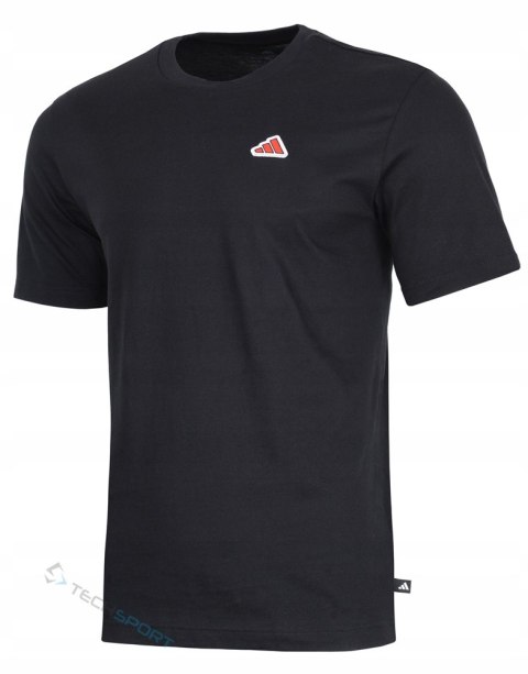 ADIDAS WYGODNA KOSZULKA MĘSKA T-SHIRT Z HAFTEM 100% BAWEŁNA CZARNA / XXL