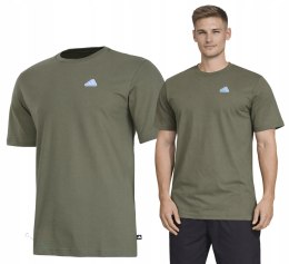 ADIDAS WYGODNA KOSZULKA MĘSKA T-SHIRT Z HAFTEM 100% BAWEŁNA OLIWKOWA / XXL