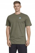 ADIDAS WYGODNA KOSZULKA MĘSKA T-SHIRT Z HAFTEM 100% BAWEŁNA OLIWKOWA / XXL