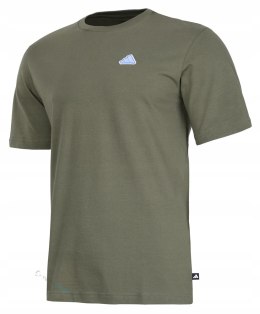 ADIDAS WYGODNA KOSZULKA MĘSKA T-SHIRT Z HAFTEM 100% BAWEŁNA OLIWKOWA / XL