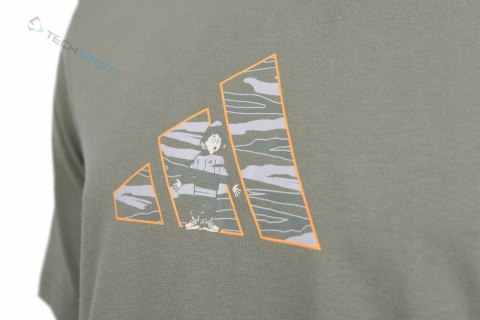 ADIDAS WYGODNA MĘSKA KOSZULKA T-SHIRT 100% BAWEŁNA DUŻE LOGO OLIWKA / M