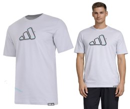 ADIDAS WYGODNA MĘSKA KOSZULKA T-SHIRT 100% BAWEŁNA DUŻE LOGO SZARA / 3XL