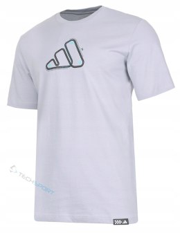 ADIDAS WYGODNA MĘSKA KOSZULKA T-SHIRT 100% BAWEŁNA DUŻE LOGO SZARA / 3XL
