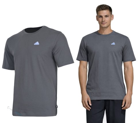 WYGODNA MĘSKA KOSZULKA TRENINGOWA ADIDAS 100% BAWEŁNA SZARA / roz. XL