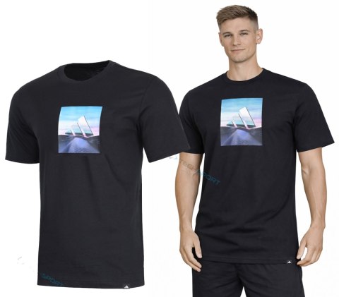 ADIDAS MĘSKA KOSZULKA BAWEŁNIANA Z GRAFIKĄ NA PIERSI DUŻE LOGO / roz XXL