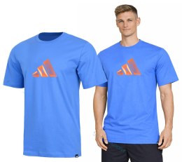 ADIDAS MĘSKA WYGODNA BAWEŁNIANA KOSZULKA Z DUŻA GRAFIKĄ NA PIERSI / 4XL