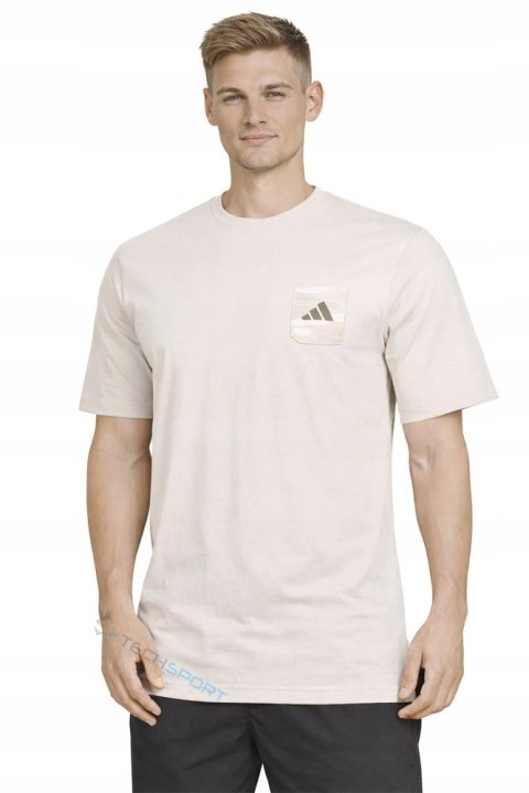 ADIDAS WYGODNA MĘSKA KOSZULKA BAWEŁNIANA Z KIESZONKĄ NA PIERSI / rozm. 4XL