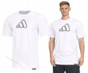 ADIDAS WYGODNA MĘSKA KOSZULKA T-SHIRT 100% BAWEŁNA DUŻE LOGO BIAŁA / M
