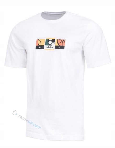 ADIDAS WYGODNA MĘSKA KOSZULKA BAWEŁNIANA Z GRAFIKĄ NA PIERSI / rozm. 4XL