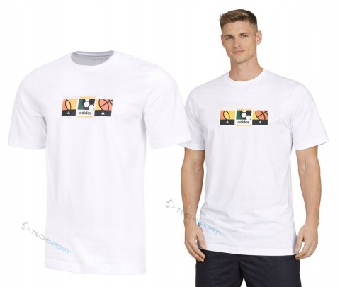 ADIDAS WYGODNA MĘSKA KOSZULKA BAWEŁNIANA Z GRAFIKĄ NA PIERSI / rozm. XL