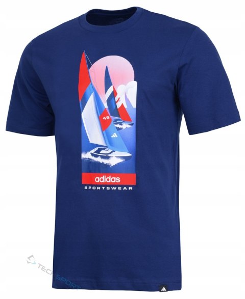 ADIDAS WYGODNA KOSZULKA MĘSKA T-SHIRT 100% BAWEŁNA GRAFIKA WAKACYJNA / XL