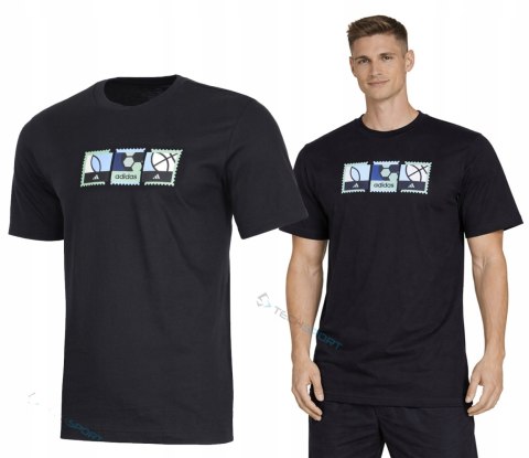 ADIDAS WYGODNA MĘSKA KOSZULKA BAWEŁNIANA Z GRAFIKĄ NA PIERSI / rozm. XL