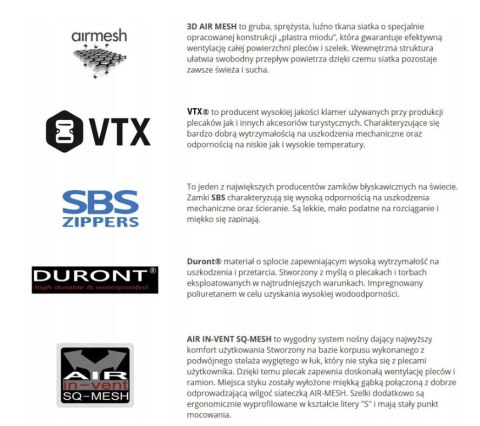 WENTYLOWANY PLECAK TURYSTYCZNY BERGSON PUMORI | POJEMNOŚĆ 50L | CZARNY