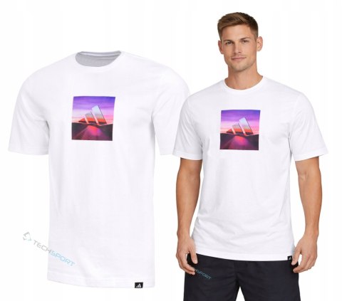 ADIDAS MĘSKA KOSZULKA BAWEŁNIANA Z GRAFIKĄ NA PIERSI DUŻE LOGO / roz 4XL