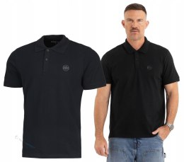 PITBULL ELEGANCKA MĘSKA KOSZULKA POLO Z MAŁYM LOGIEM CZARNA / roz. 3XL