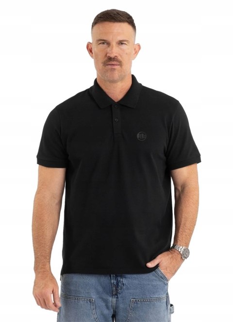 PITBULL ELEGANCKA MĘSKA KOSZULKA POLO Z MAŁYM LOGIEM CZARNA / roz. 3XL