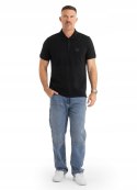 PITBULL ELEGANCKA MĘSKA KOSZULKA POLO Z MAŁYM LOGIEM CZARNA / roz. 3XL