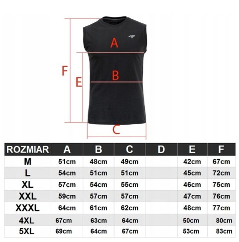 4F MĘSKA KOSZULKA BEZRĘKAWNIK BAWEŁNA / rozm XXXXXL 5XL