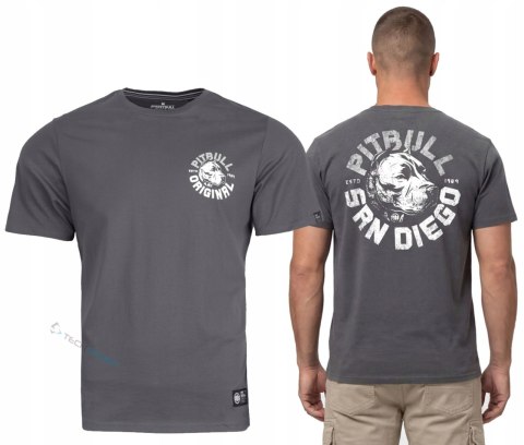 PITBULL KOSZULKA MĘSKA BAWEŁNIANA Z GRAFIKĄ NA PLECACH SZARA / roz. XXL