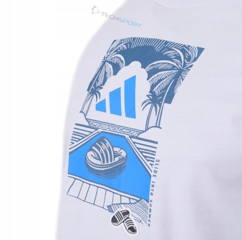 ADIDAS WYGODNA KOSZULKA MĘSKA T-SHIRT 100% BAWEŁNA GRAFIKA WAKACYJNA / M