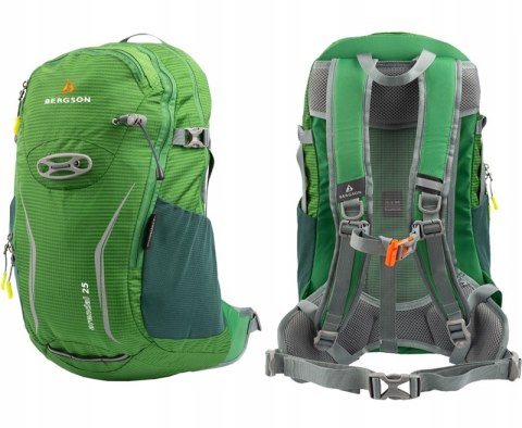 BERGSON ARENDAL 25L | LEKKI PLECAK SPORTOWY | WENTYLOWANY | ZIELONY